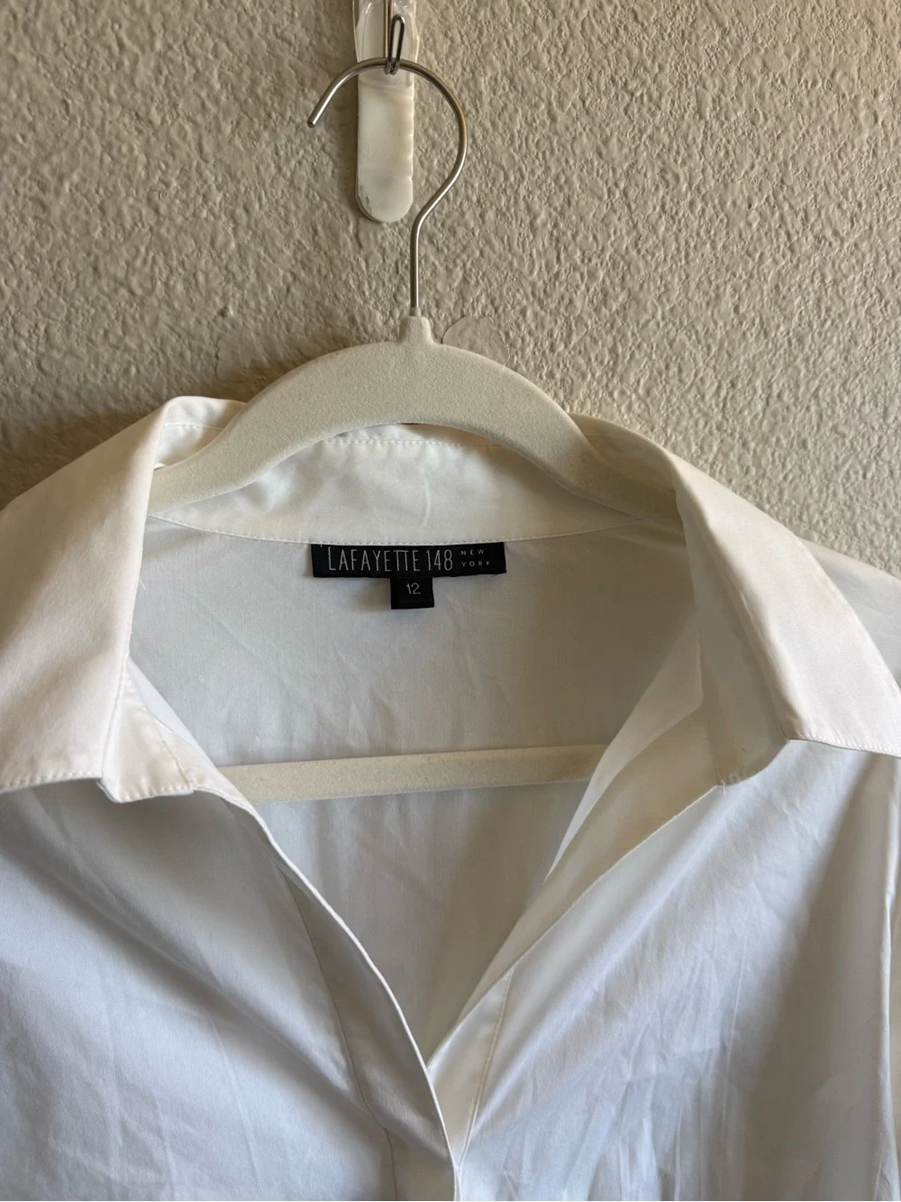 Lafayette 148 New York White Button-Front Pleated Women's Blouse Business Sz 12 - Picture 3 of 8